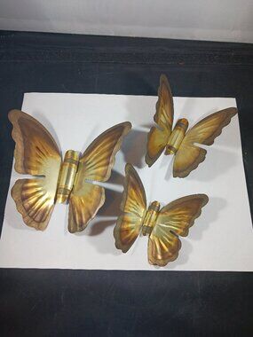 MCM 3 Butterflies Art Wall Hanging Metal